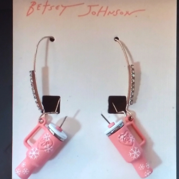 Betsey Johnson Jewelry - Betsey Johnson Pink Stanley Cup Dangling Earrings